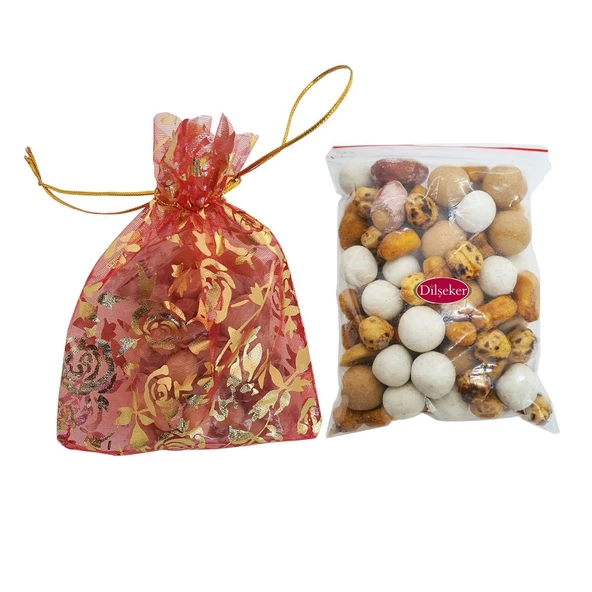 Dilşeker Ekonomik Hazır Keseli Paketlenmiş Düğün, Nişan ve Kına Kuruyemiş Çerezi 100 Adet 50 Gram ürün görseli 1