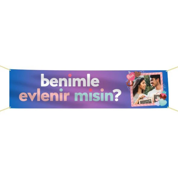 Kişiye Özel Resimli Benimle Evlenir misin? Kumaş Pankart