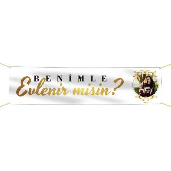 Kişiye Özel Resimli Benimle Evlenir misin? Kumaş Pankart