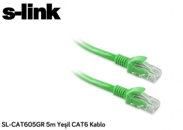 S-Link Sl-Cat605Gr 5M Yeşil Cat6 Patch Kablo