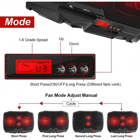 S-18 Ledli 4 Fanlı 15" - 17" Notebook Soğutucu - 3