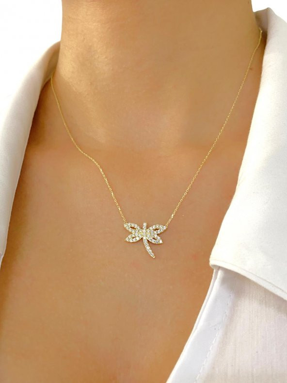 14 Ayar Altın Yusufçuk Kolye Sakatin Sembolü - Resim 3