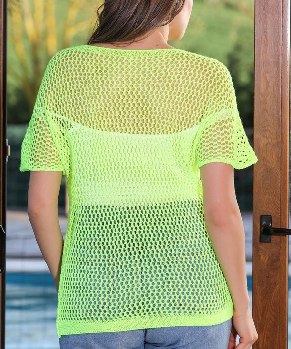 Kadın Yeşil Fileli Bluz - 3