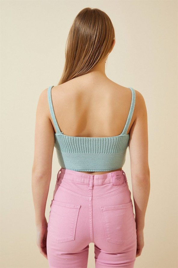 Kadın Mint Yeşili Önü Bağcıklı Bluz - 3