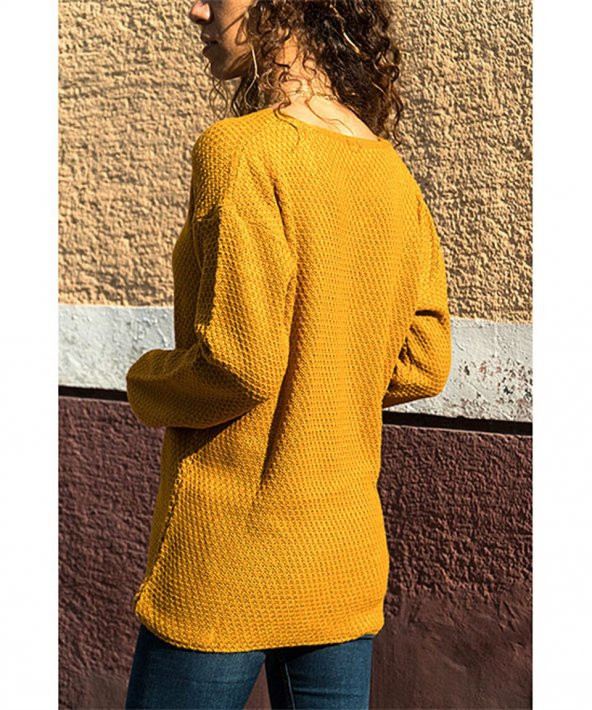 Kadın Hardal V Yaka Kazak - 2