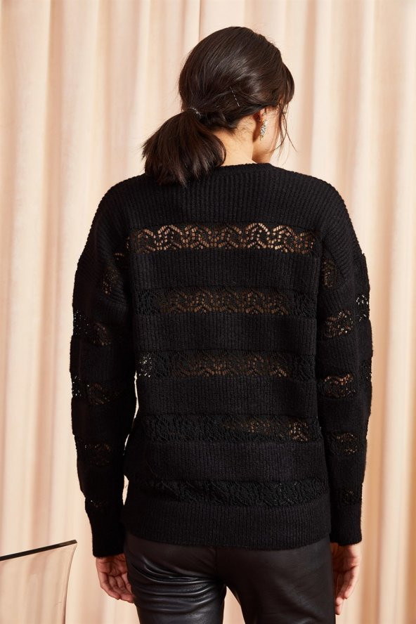 Kadın Lazer Kesim Triko Kazak - 3