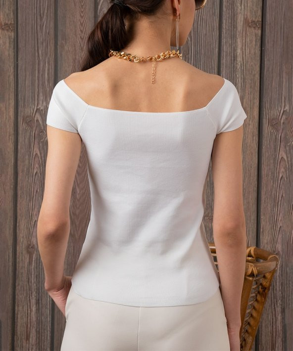 Kadın Madonna Yaka İnce Fitilli Kazak - 3