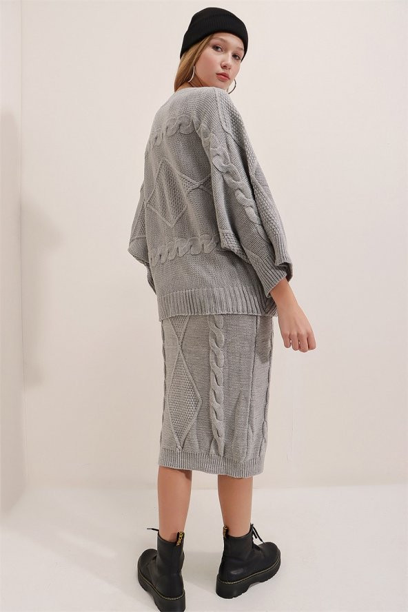 Kadın Yarasa Kol Kayık Yaka Bej 2li Takım - 5