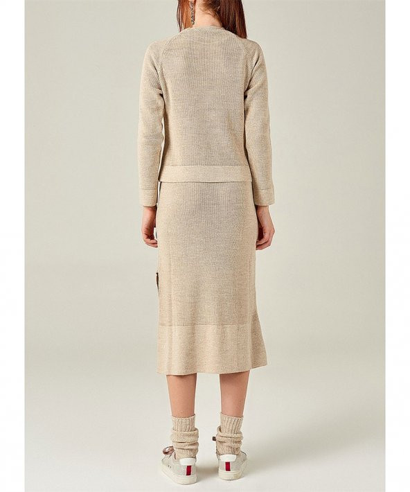 Kadın Bej Eteği Yırtmaçlı 2Li Takım - 3