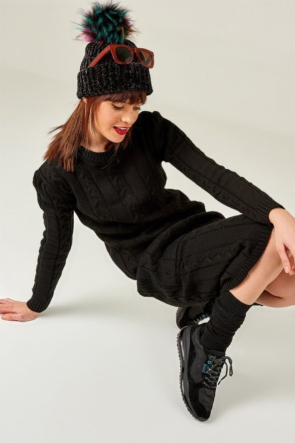 Kadın Bisiklet Yaka Eteği Cepli 2Li Siyah Takım - 3