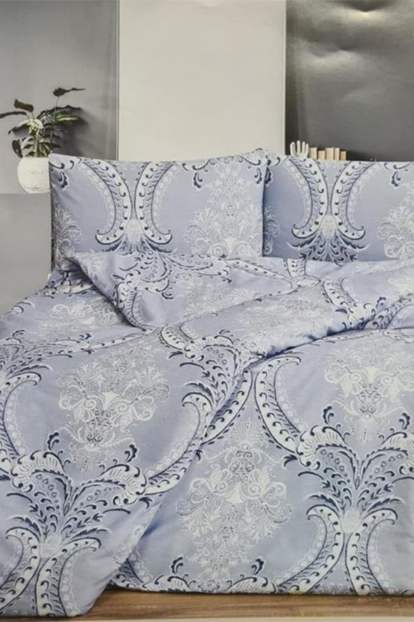 Çeyiz Diyarı Stella Ranforce Çift Kişilik Nevresim Takımı Mavi - Resim 2