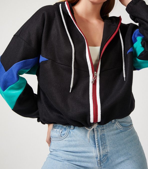 KAPÜŞONLU FERMUARLI SWEATSHIRT POLAR - 2