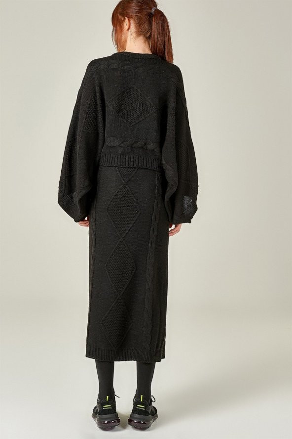 Kadın Yarasa Kol Kayık Yaka Siyah 2Li Takım - 5