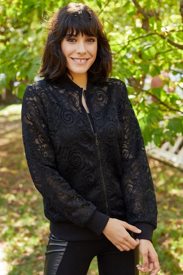 FERMUARLI DANTEL ÖRME CEKET - 4