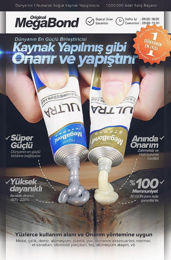 Megabond Çift Karışım Soğuk Kaynak Macun Yapıştırıcı 20gr - 3