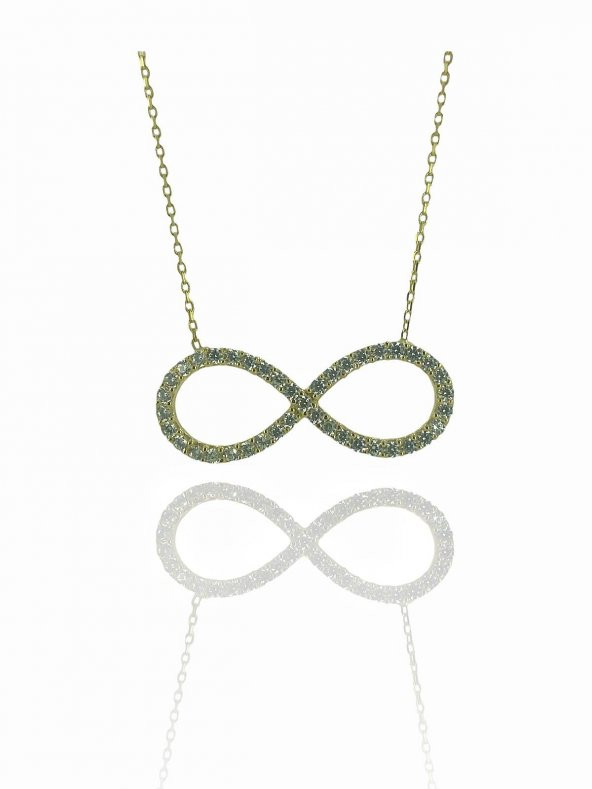 14 Ayar Altın Büyük Sonsuzluk Kolye Sonsuz Aşk - Resim 3