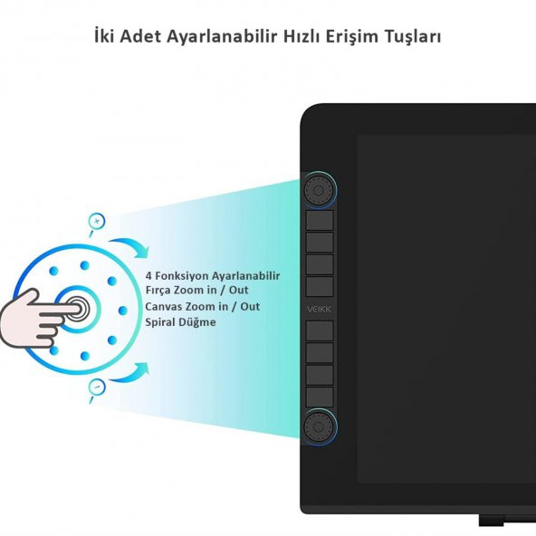Veikk Vk2200pro 21.5" Ips Fullhd Tam Lamine Ekran, 8 Kısayol,2 Scroll Tuşlu Sağ/Sol El Grafik Tablet - 5