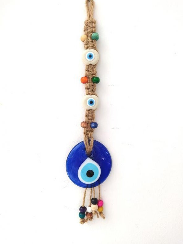 Hasır Nazar Duvar Süsü Karışık Renkli Boncuk Nazarlık Duvar Dekoru 11793 - 3