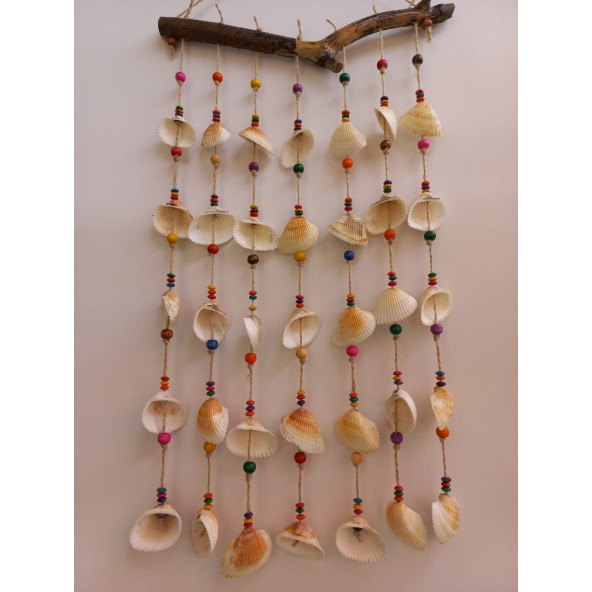 Renkli Boncuklu Deniz Kabuğu Figürlü 7'li Rüzgar Gülü - Resim 5