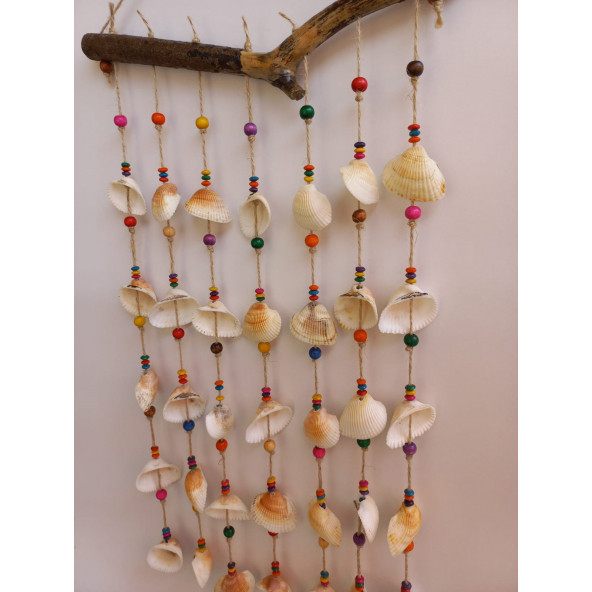 Renkli Boncuklu Deniz Kabuğu Figürlü 7'li Rüzgar Gülü - Resim 7