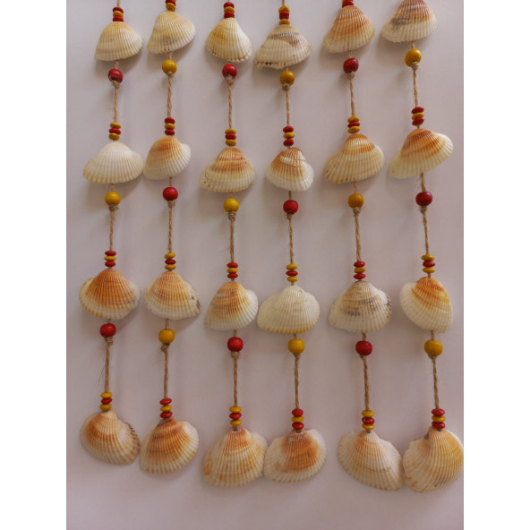 Sarı Kırmızı Boncuklu Galatasaray Temalı Deniz Kabuğu Figürlü Rüzgar Gülü - Resim 4