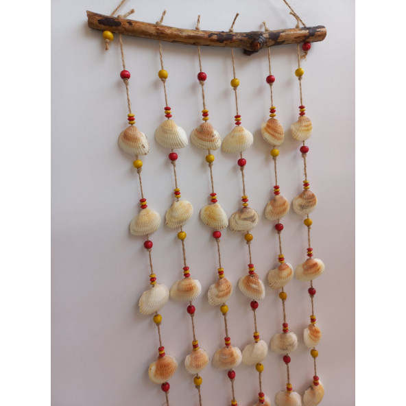 Sarı Kırmızı Boncuklu Galatasaray Temalı Deniz Kabuğu Figürlü Rüzgar Gülü - Resim 6