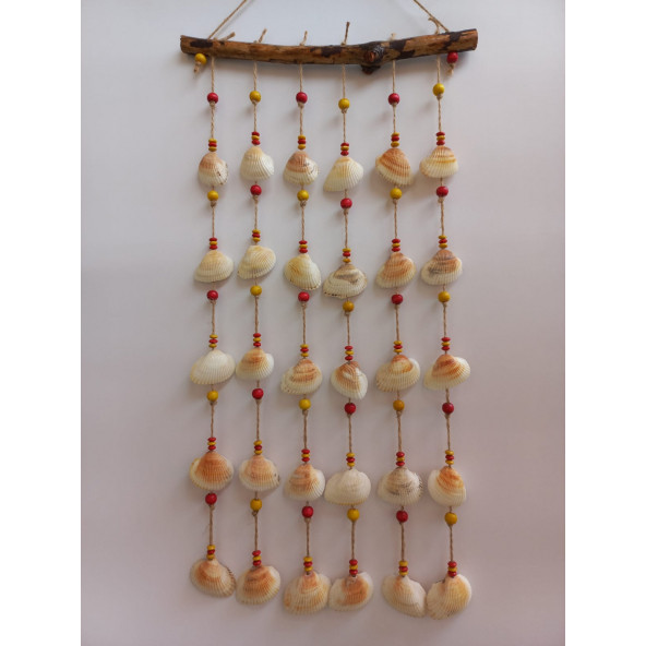 Sarı Kırmızı Boncuklu Galatasaray Temalı Deniz Kabuğu Figürlü Rüzgar Gülü - Resim 7