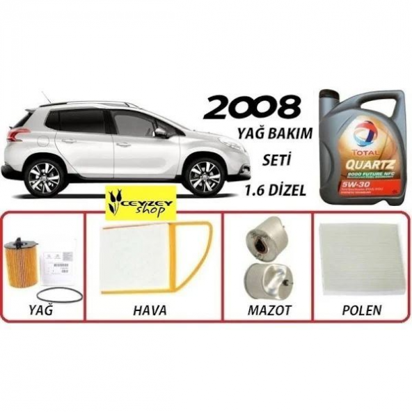 Peugeot 2008 1.6 Dizel Yağ Bakım Ful Set TOTAL 5W30 İNEO ECS 4LT MOTOR YAĞI +HAVA + YAĞ + POLEN + MAZOT