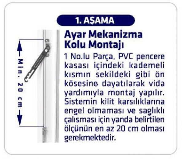 Arwin Sol Açılım Pencere Kademeli Havalandırma Kolu Pvc Kilidi - 11