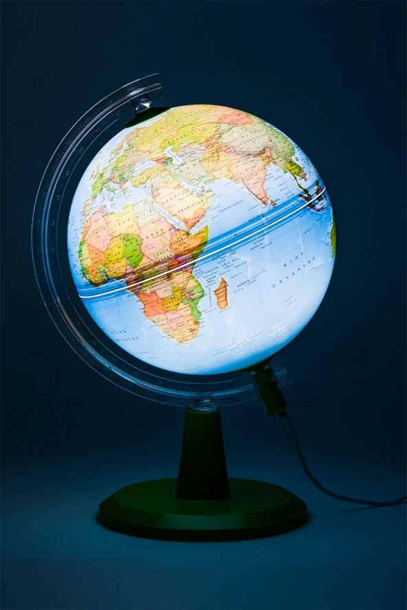 Gürbüz Işıklı Fiziki Dünya Küresi Modern Seri 20 cm USB Kablo Hediyeli