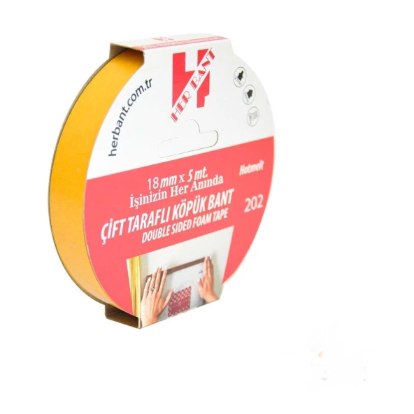 Her Bant Çift Taraflı Köpük Bant Askılı 18 MM x 5 Metre