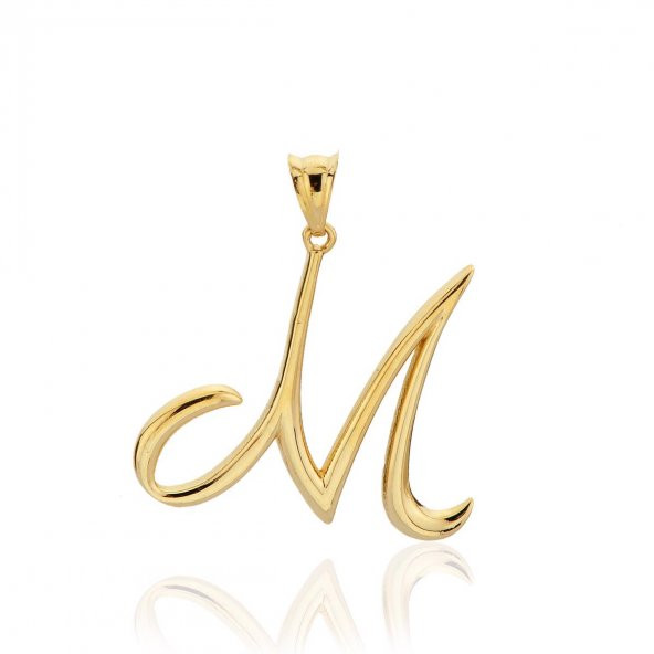 M Harfi Altın Kolye Ucu ürün görseli