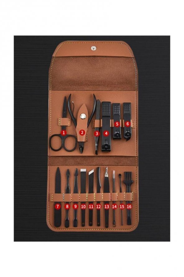 Çantalı Paslanmaz Çelik Manikür Pedikür Seti 16 Parça - 3