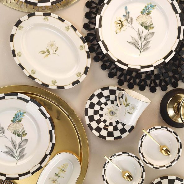 Kütahya Porselen Bone Olympos 28 Parça 12055 Dekor Kahvaltı Takımı