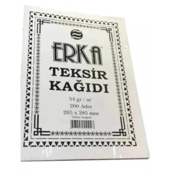 Erka Teksir Kağıdı 205X285 Mm 54Gr 200'Lü Paket 1 Paket