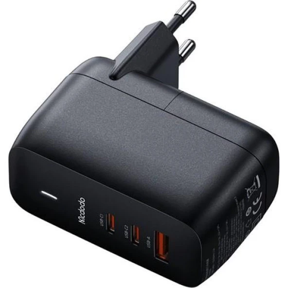Mcdodo Ch-0291 Gan 65W Type-C Ve Usb 3 Girişli Hızlı Şarj Adaptörü - Siyah - 3