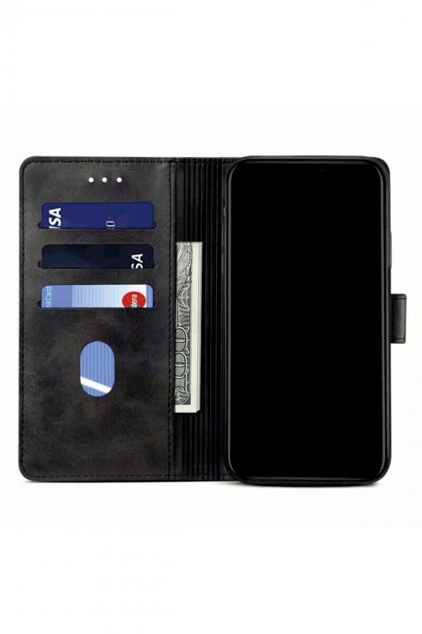 OnePlus Nord N10 5G Cüzdan Kılıf Kapaklı Stantlı Siyah - Resim 8