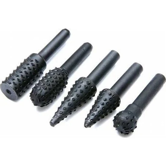 Rotary Bur Matkap Uçlu Ağaç Törpüsü 5'li Takim Oyma Seti - 2