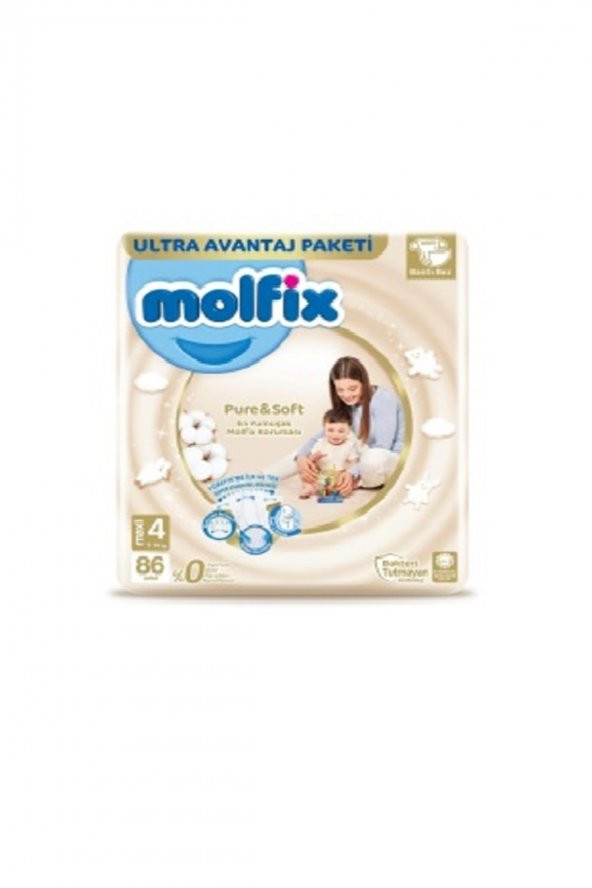 Molfix Pure Soft Bebek Bezi Maxi No:4 7-14 Kg 86 Adet