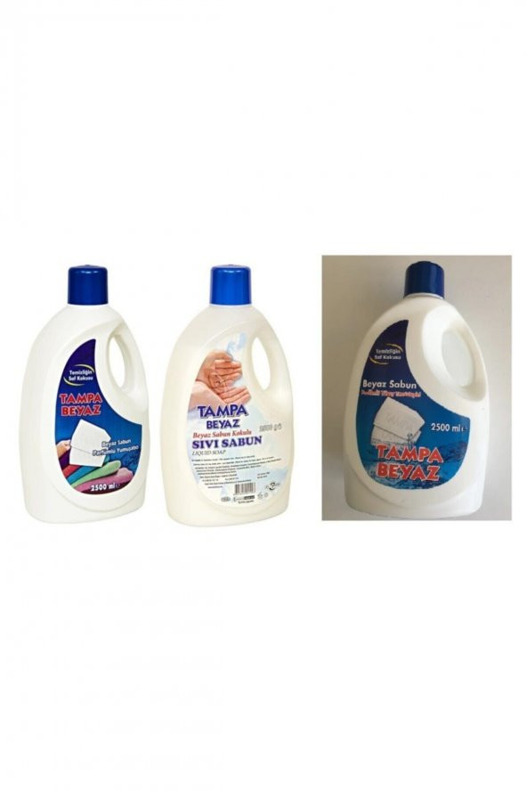 TAMPA Beyaz Sabun Parfümlü Yüzey Temizleyici + Çamaşır Yumuşatıcı + Sıvı Sabun 3 X 2500 ml - 1