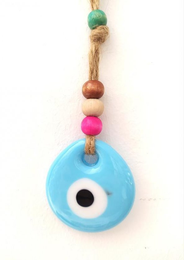 Hasır Küçük Nazar Duvar Süsü Karışık Renkli Boncuk Nazarlık Duvar Dekoru - 2