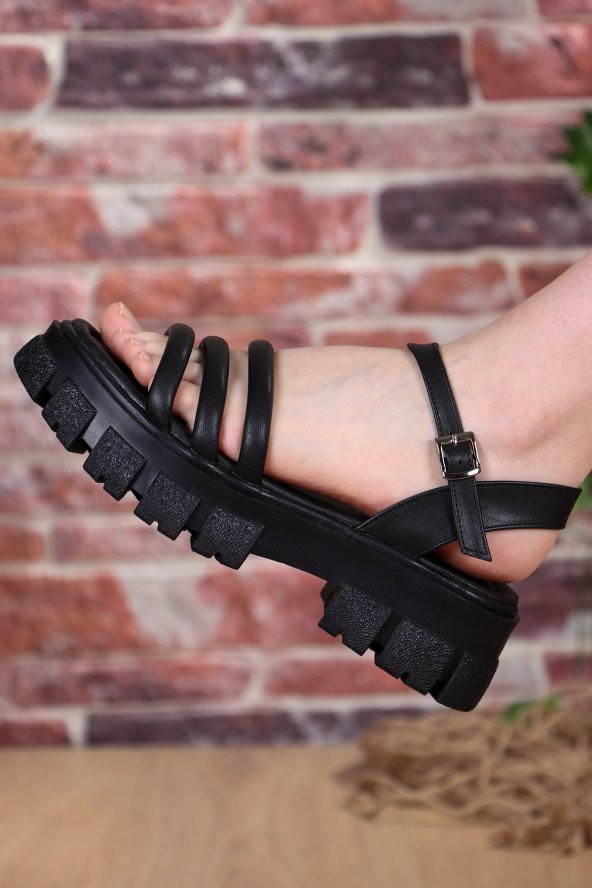 Vojo 1050 Comfort Taban Topuklu Lastikli Kadın Sandalet - 2