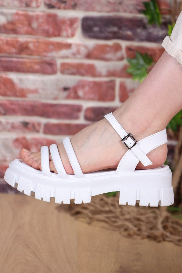 Vojo 1050 Comfort Taban Topuklu Lastikli Kadın Sandalet - 8