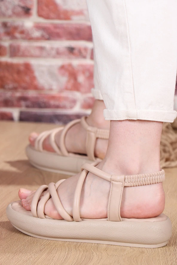 Vojo 1340 Comfort Lastikli Pastel Kadın Sandalet 4 Renk - 11