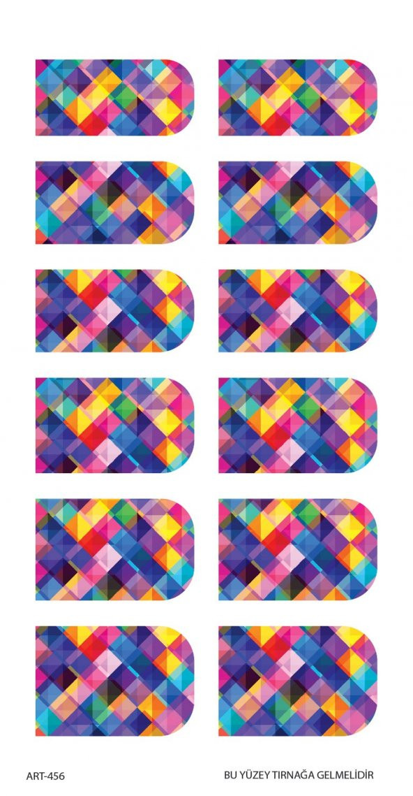 Kare Desenler Tırnak Dövmesi, Tırnak Tattoo, Nail Art, Tırnak Sticker - Resim 2