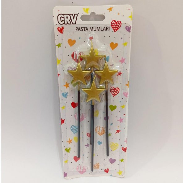 4lü Gold Renk Yıldız Şekilli Mum - 2