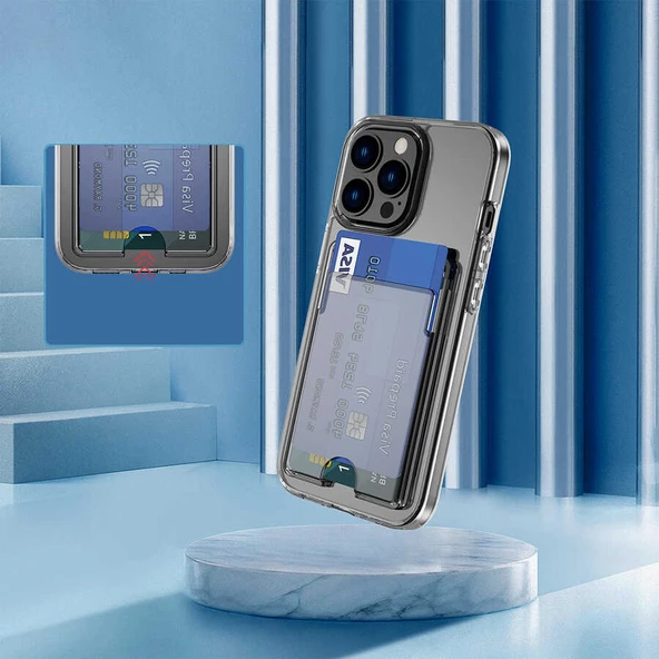 Apple iPhone 13 Pro Kılıf Zore Ensa Kartlık Bölmeli Şeffaf Kılıf - Resim 9
