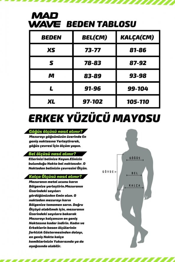 Mad Wave M1420 01 J1W - Antichlor Racer Erkek Yüzücü Mayo - 6