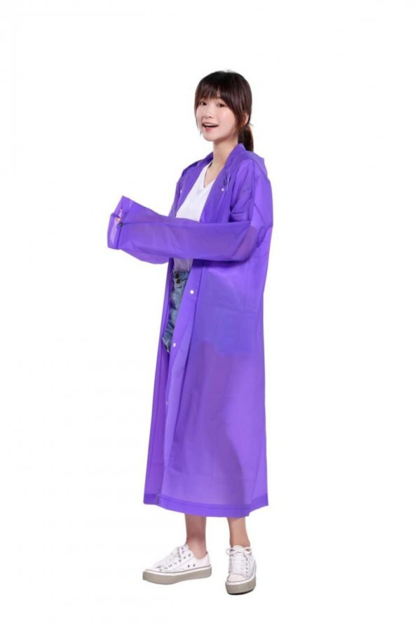 Unisex Mor Yağmurluk - 2