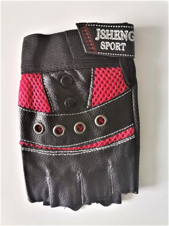 Kırmızı Deri Kesik Eldiven Kaydırmaz Avuç İçi